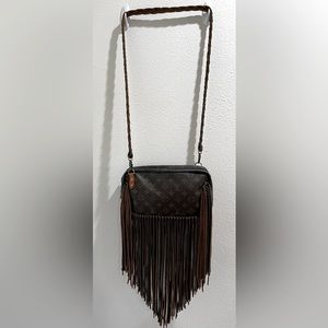 Authentic upclycled Louis Vuitton crossbody bag made by Vintage Boho Bags